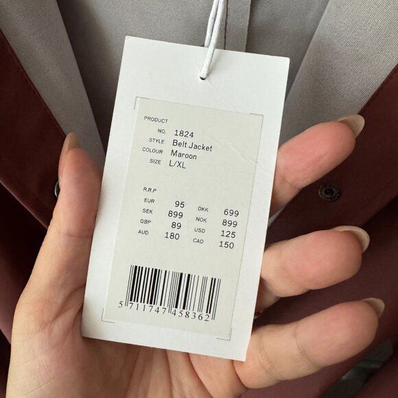 RAINS Raincoat Curve Long Belted Jacket  Maroon - Picture 9 of 14